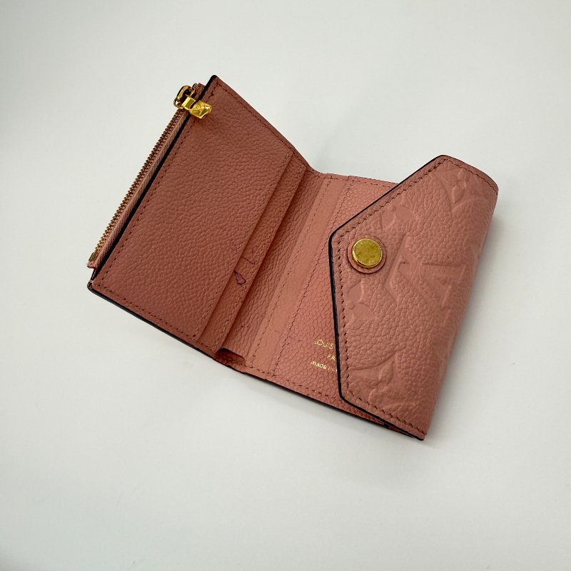 LOUIS VUITTON 路易威登 粉色 牛皮 壓花 短夾 M62933-4