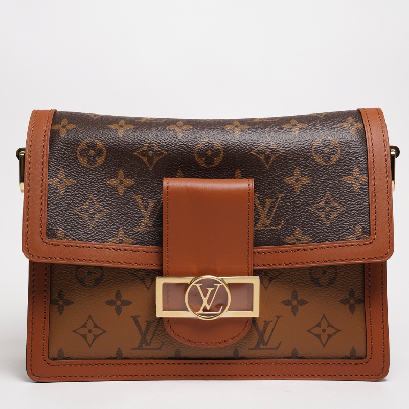 Louis Vuitton DAUPHINE MM 經典印花拼接三用翻蓋鍊包斜背包-0