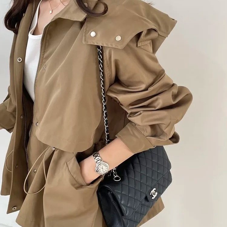 CHANEL 經典口蓋包 CF25 - 粒面牛皮黑銀-1