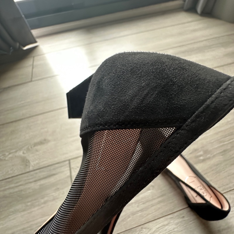 ROGER VIVIER 九成新 黑色鏤空網紗絨面優雅高跟鞋(37.5)-15