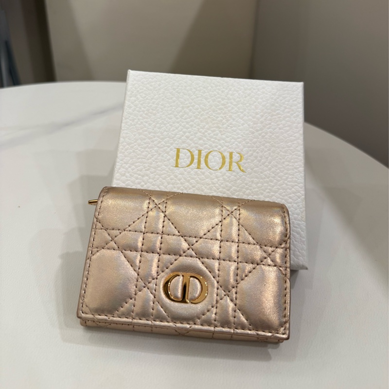 Dior Caro Glycine 經典牛皮藤格紋零錢包-0