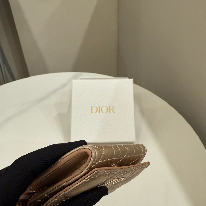 Dior Caro Glycine 經典牛皮藤格紋零錢包-6