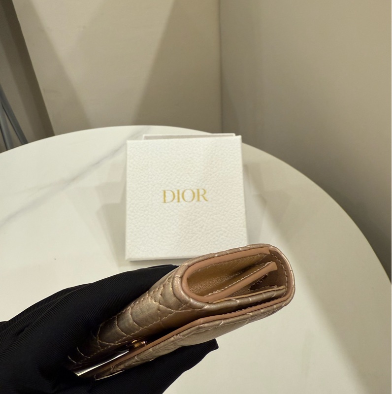 Dior Caro Glycine 經典牛皮藤格紋零錢包-7