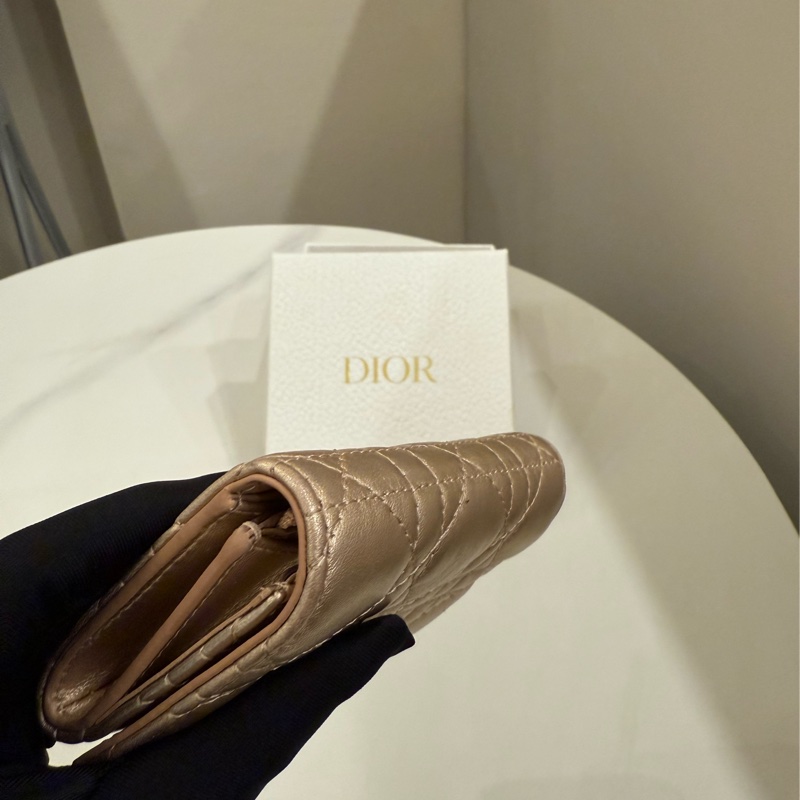 Dior Caro Glycine 經典牛皮藤格紋零錢包-8