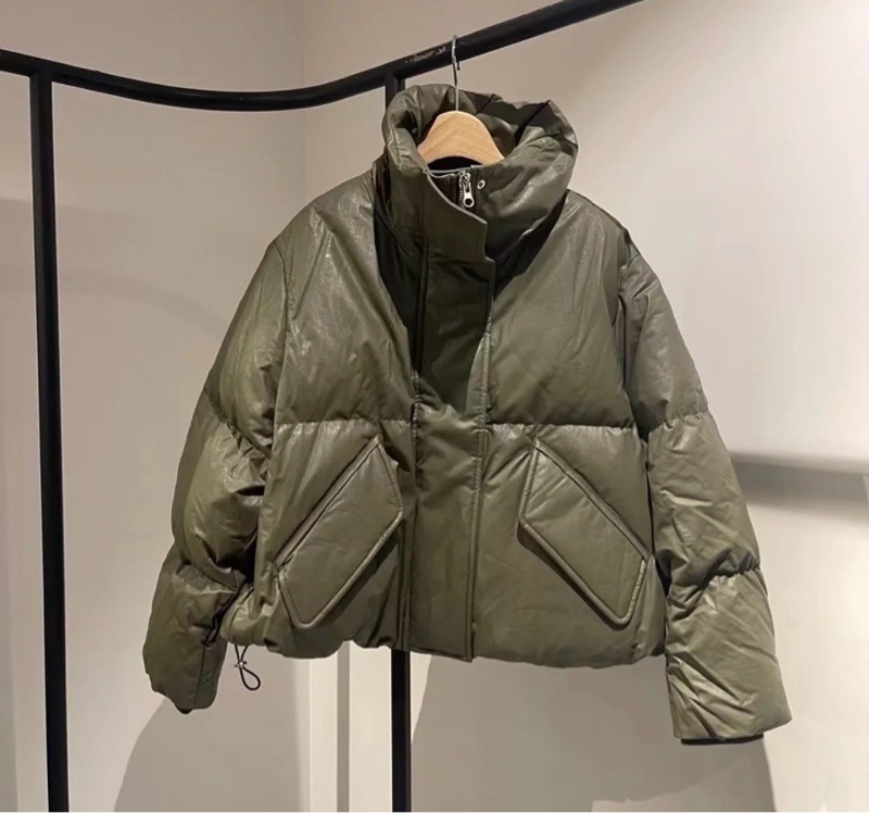 MM6 Maison Margiela 女款 PU皮 軍綠色 刺繡Logo 羽絨 #S 碼-0