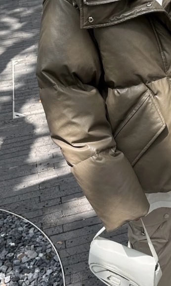 MM6 Maison Margiela 女款 PU皮 軍綠色 刺繡Logo 羽絨 #S 碼-3