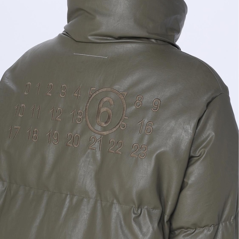 MM6 Maison Margiela 女款 PU皮 軍綠色 刺繡Logo 羽絨 #S 碼-4