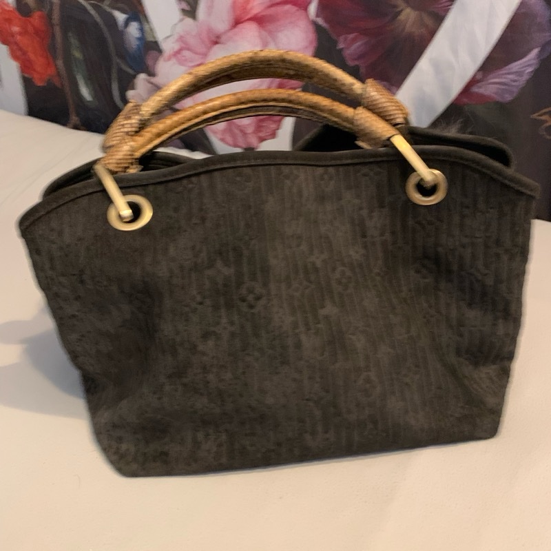 LOUIS VUITTON 2008秋冬走秀限量款稀有蟒蛇皮絨面皮革手提包M95811-6