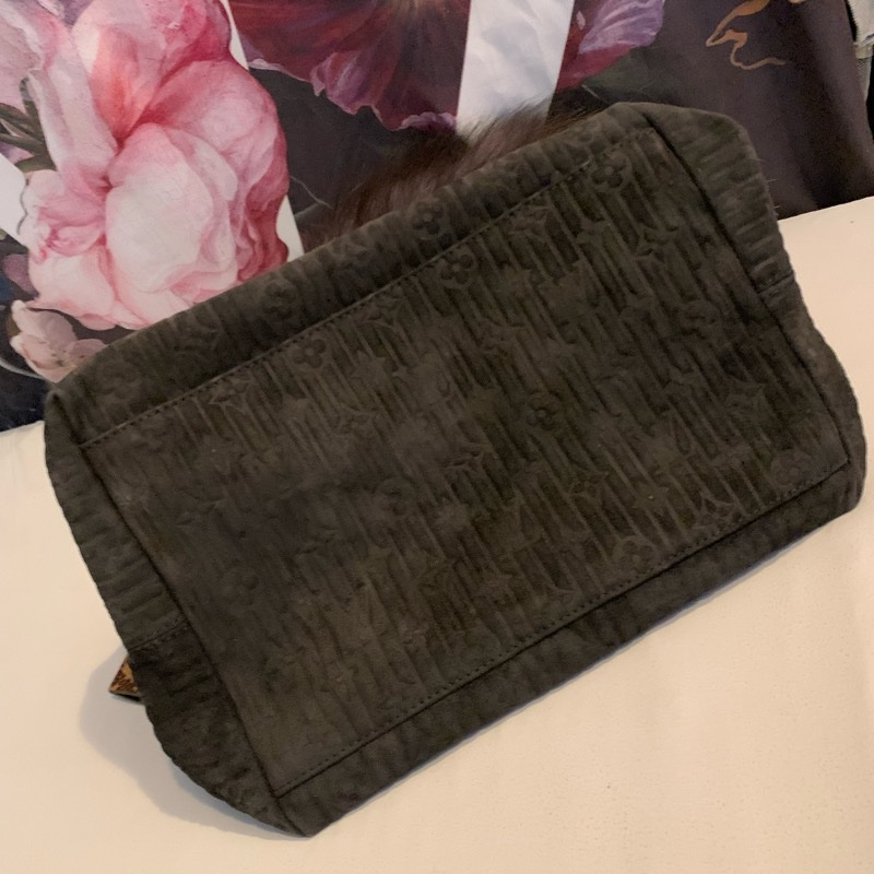 LOUIS VUITTON 2008秋冬走秀限量款稀有蟒蛇皮絨面皮革手提包M95811-8