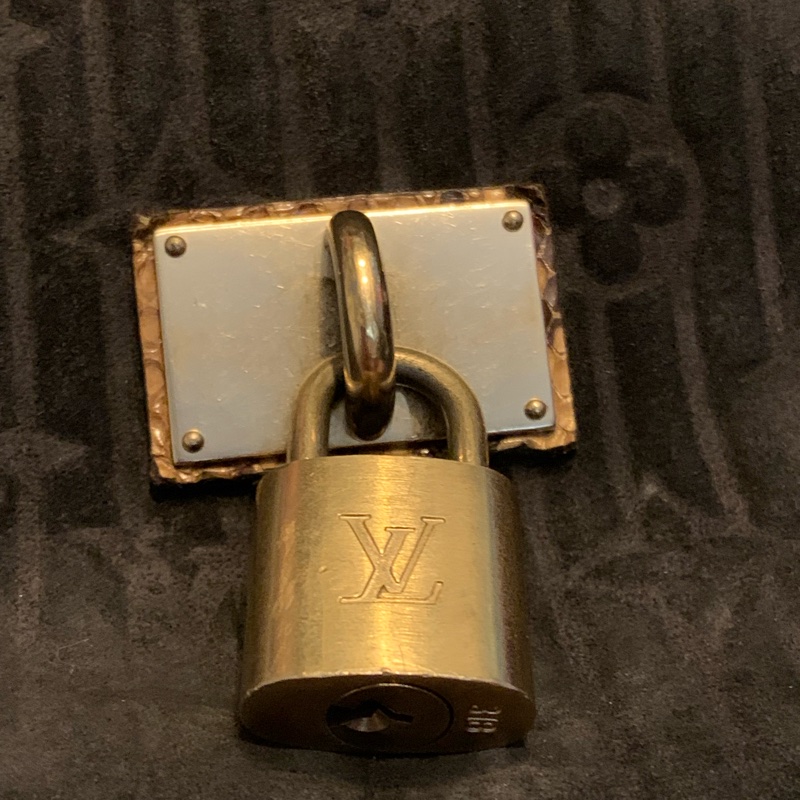 LOUIS VUITTON 2008秋冬走秀限量款稀有蟒蛇皮絨面皮革手提包M95811-14