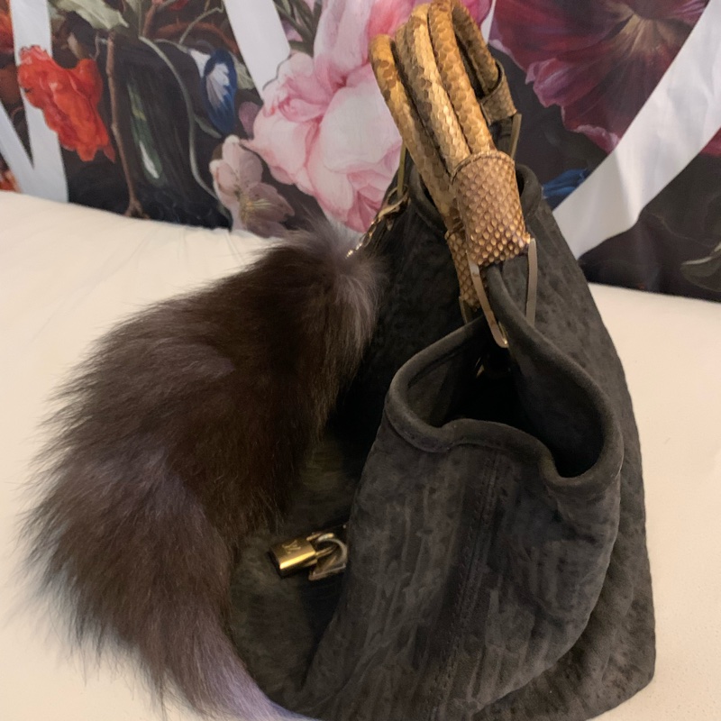 LOUIS VUITTON 2008秋冬走秀限量款稀有蟒蛇皮絨面皮革手提包M95811-40