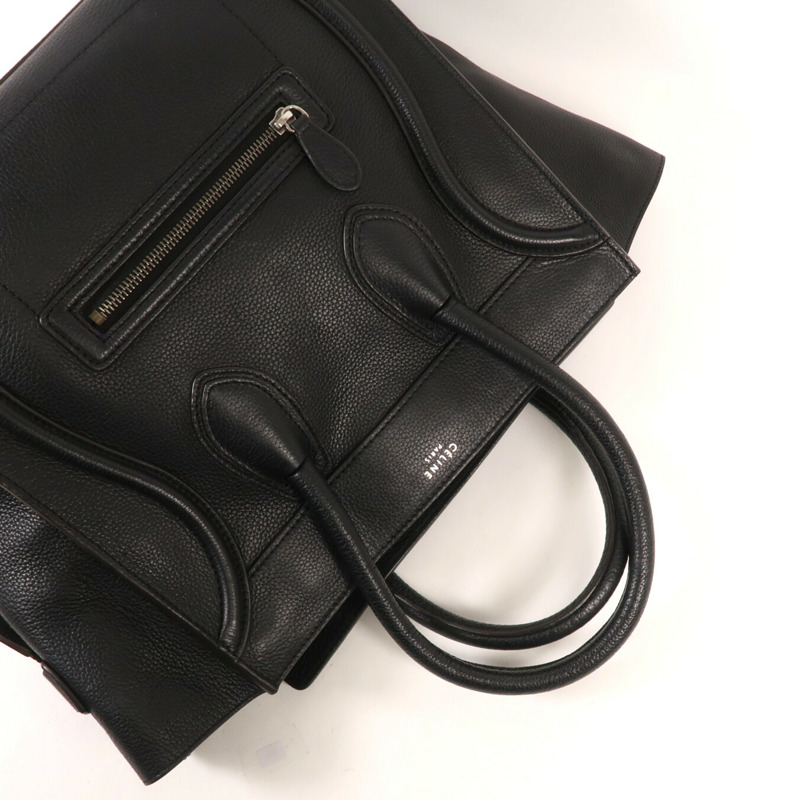 CELINE 牛皮皮革Mini Luggage銀扣手挽袋-8
