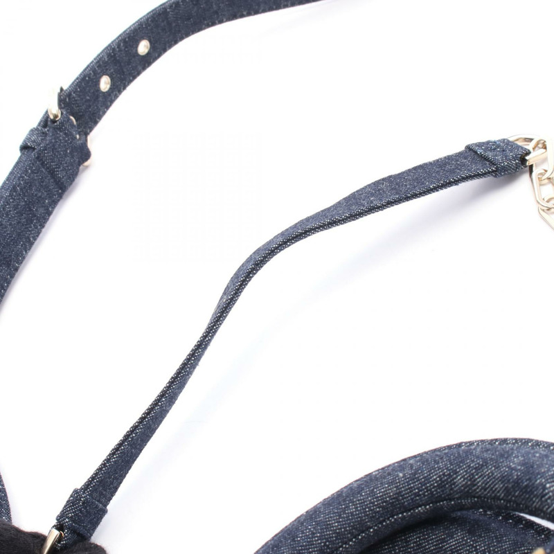 Christian Dior Lady D-Joy 中單肩包 牛仔布 海軍藍 棕色 二手 女款-4