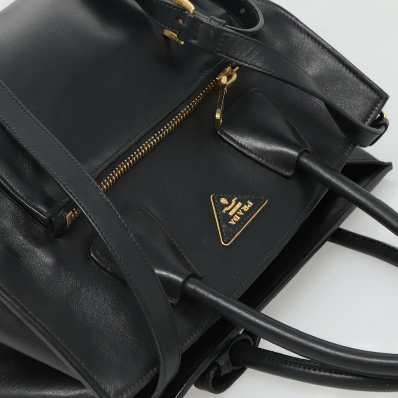 【日本直送】PRADA 手提包 皮革 2 款 黑色 金色 正品 yk19083-5