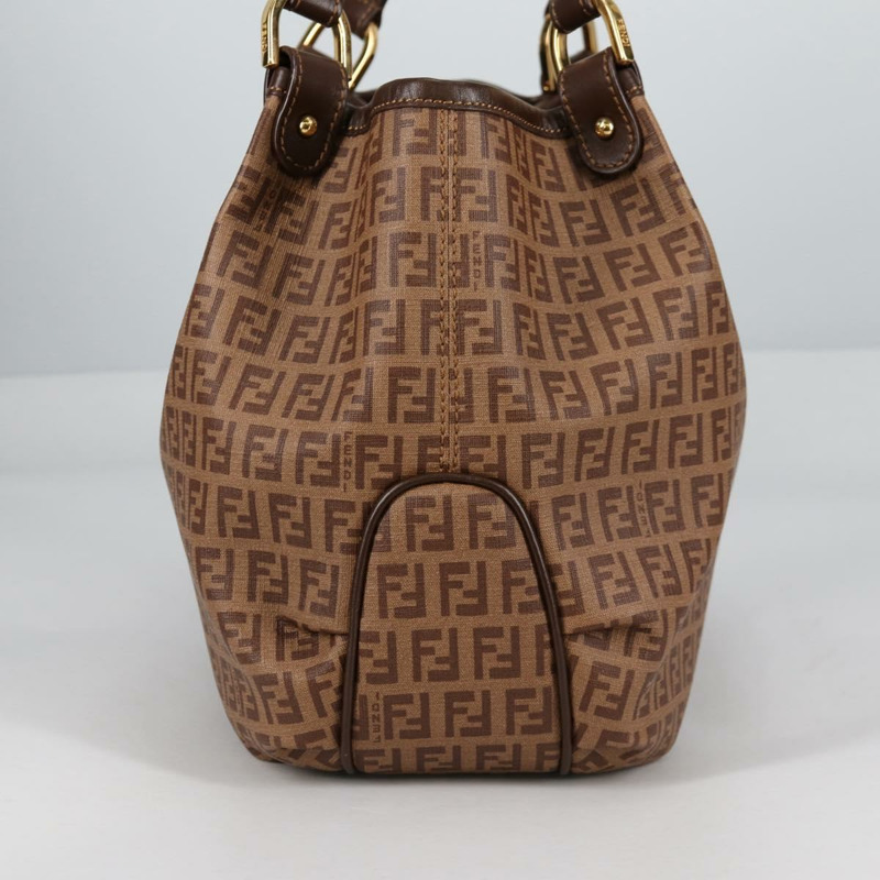 【日本直送】FENDI Zucchino 帆布 Mamma Baguette 單肩包 PVC 米金色 正品 135115A-3