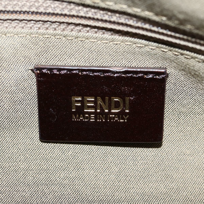 【日本直送】FENDI Zucchino 帆布 Mamma Baguette 單肩包 PVC 米金色 正品 135115A-18
