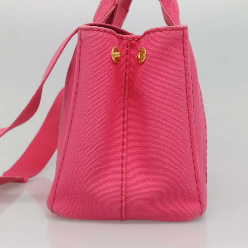【日本直送】PRADA Canapa PM 手袋帆布粉紅金色正品 140634-3