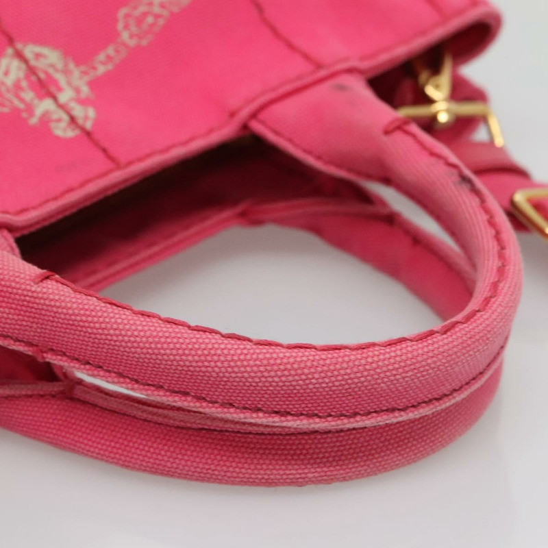 【日本直送】PRADA Canapa PM 手袋帆布粉紅金色正品 140634-6