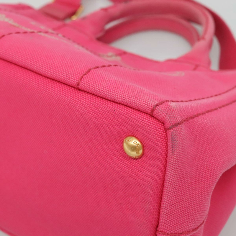 【日本直送】PRADA Canapa PM 手袋帆布粉紅金色正品 140634-9