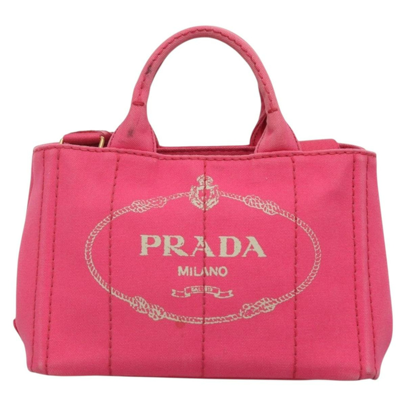 【日本直送】PRADA Canapa PM 手袋帆布粉紅金色正品 140634-12