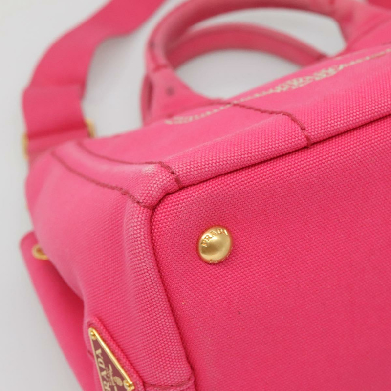 【日本直送】PRADA Canapa PM 手袋帆布粉紅金色正品 140634-14