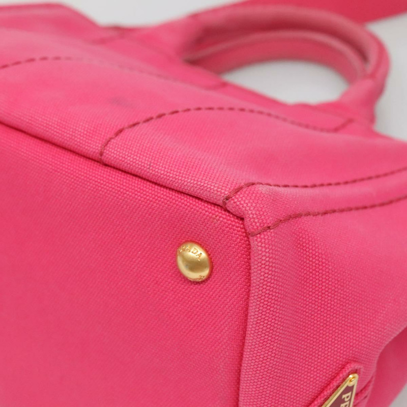 【日本直送】PRADA Canapa PM 手袋帆布粉紅金色正品 140634-15