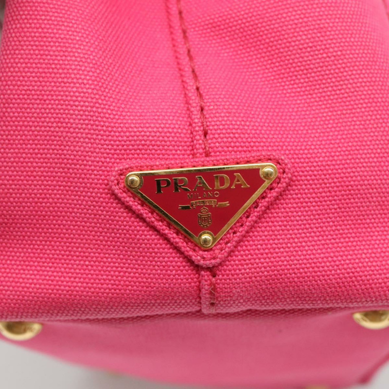 【日本直送】PRADA Canapa PM 手袋帆布粉紅金色正品 140634-17