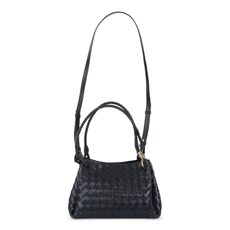 🎉新品好折扣✨Bottega Veneta 835921 Parachute 羊皮編織中款降落傘包 黑色-8