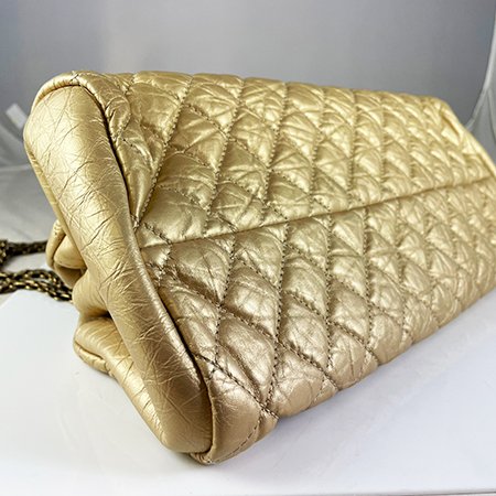 【CH0621】CHANEL金色牛皮菱格紋復古金鏈帶仕女兩用包(小)-2