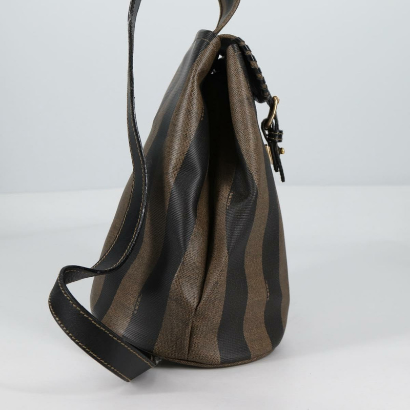 【日本直送】FENDI 胡桃色帆布單肩包 PVC 黑色 棕色 金色 正品 139699-3