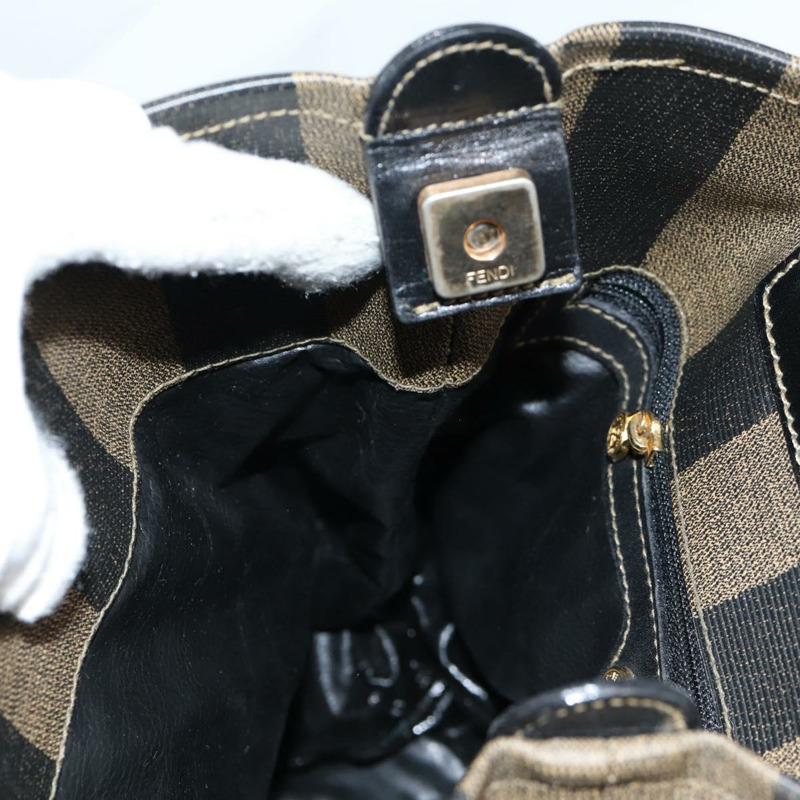 【日本直送】FENDI 胡桃色帆布單肩包 PVC 黑色 棕色 金色 正品 139699-20