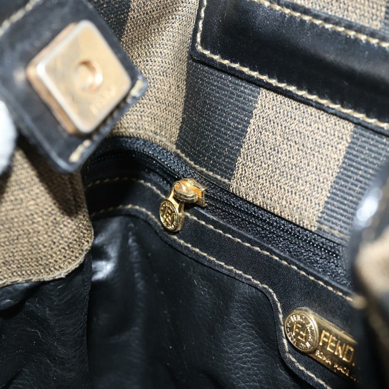 【日本直送】FENDI 胡桃色帆布單肩包 PVC 黑色 棕色 金色 正品 139699-21