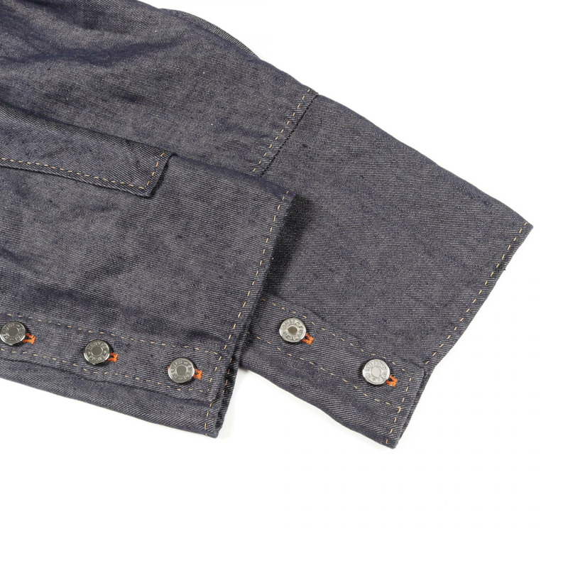 愛馬仕 CIRQUE MOLIER 系列連結牛仔褲，絲質布料，海軍藍，二手女款 #38-5