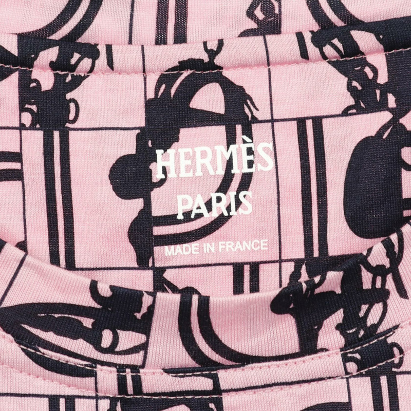 愛馬仕 (HERMES) BRIDES de GALA en Desordre T卹 #34 棉 粉紅 黑色 二手 女款-2
