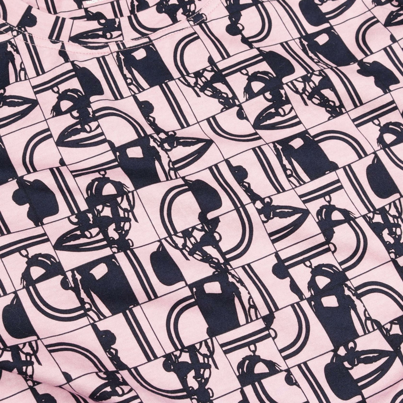 愛馬仕 (HERMES) BRIDES de GALA en Desordre T卹 #34 棉 粉紅 黑色 二手 女款-7