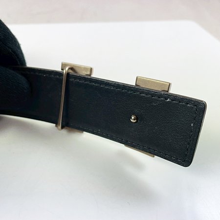 【H0378】HERMES藍黑色牛皮H LOGO 皮帶 3CM 95CM-2