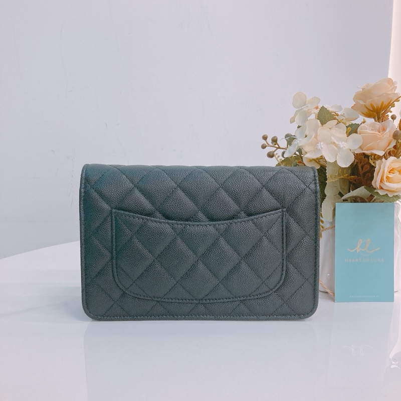 MS0316  香奈兒 水鑽 琺瑯 大CC Logo 鏈條銀包 黑金Chanel Crystal CC Logo Wallet On Chain 19cm Caviar-1