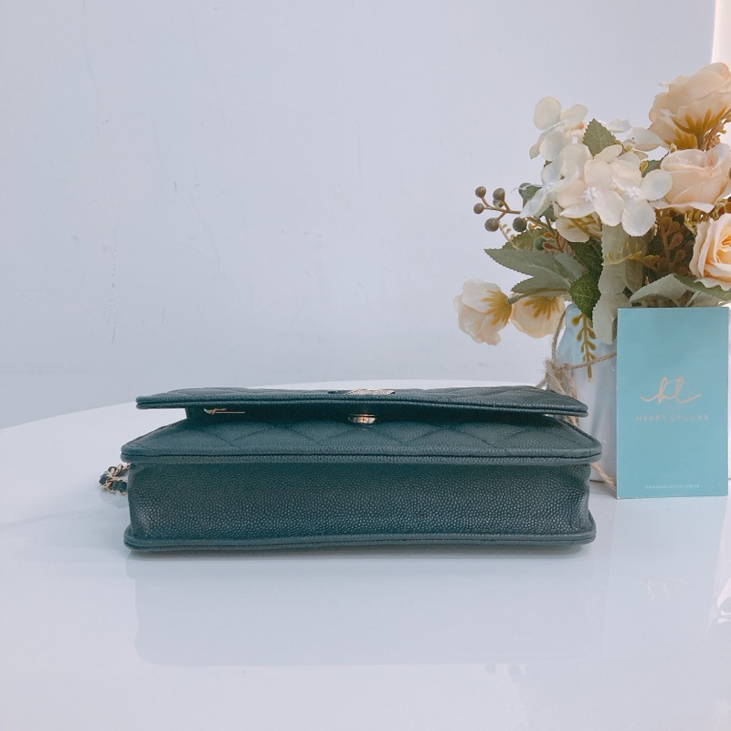 MS0316  香奈兒 水鑽 琺瑯 大CC Logo 鏈條銀包 黑金Chanel Crystal CC Logo Wallet On Chain 19cm Caviar-4