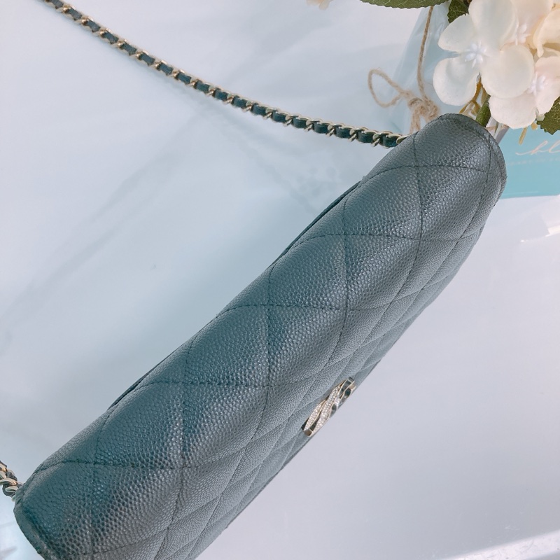 MS0316  香奈兒 水鑽 琺瑯 大CC Logo 鏈條銀包 黑金Chanel Crystal CC Logo Wallet On Chain 19cm Caviar-6