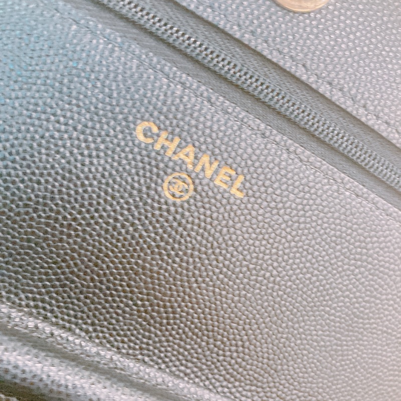 MS0316  香奈兒 水鑽 琺瑯 大CC Logo 鏈條銀包 黑金Chanel Crystal CC Logo Wallet On Chain 19cm Caviar-12