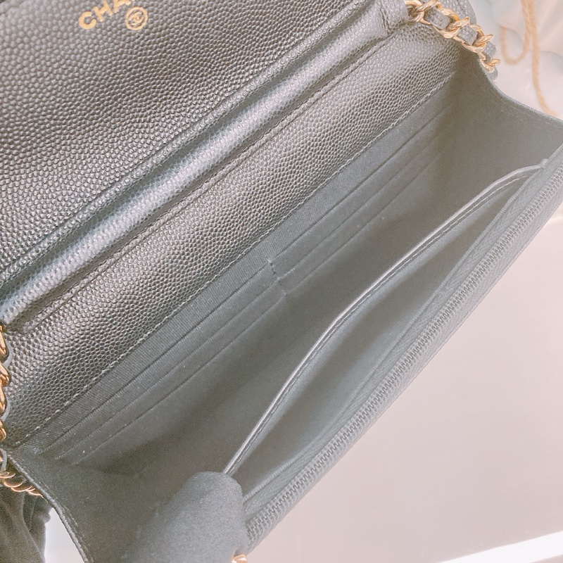 MS0316  香奈兒 水鑽 琺瑯 大CC Logo 鏈條銀包 黑金Chanel Crystal CC Logo Wallet On Chain 19cm Caviar-15