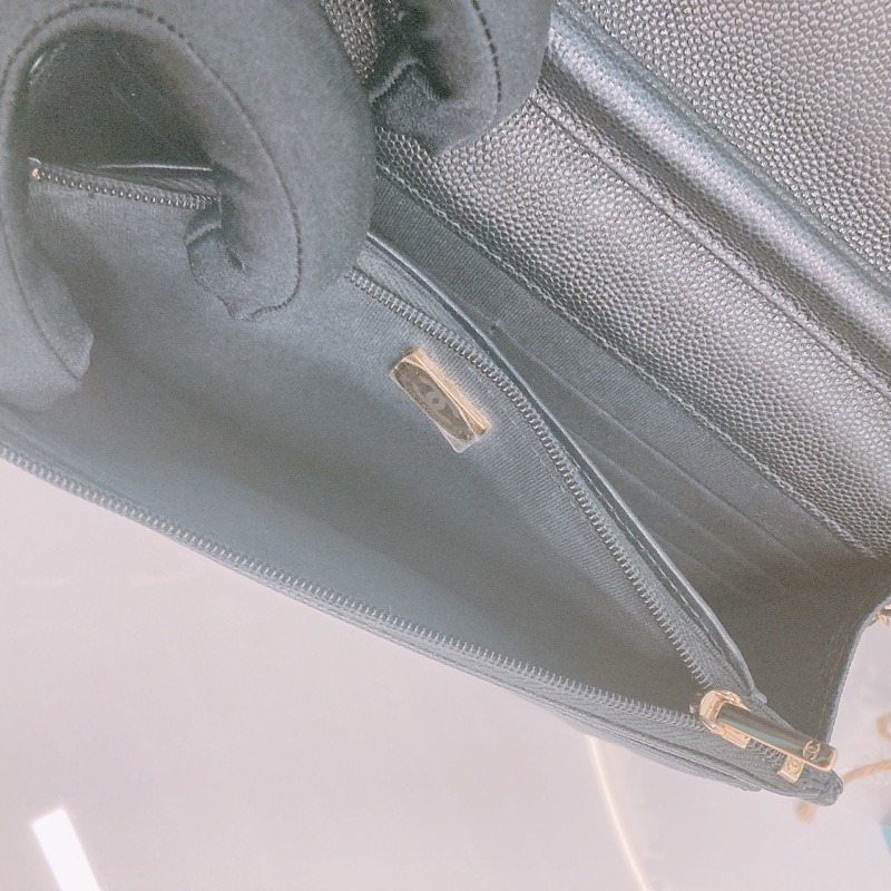 MS0316  香奈兒 水鑽 琺瑯 大CC Logo 鏈條銀包 黑金Chanel Crystal CC Logo Wallet On Chain 19cm Caviar-16