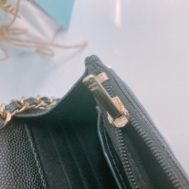 MS0316  香奈兒 水鑽 琺瑯 大CC Logo 鏈條銀包 黑金Chanel Crystal CC Logo Wallet On Chain 19cm Caviar-17