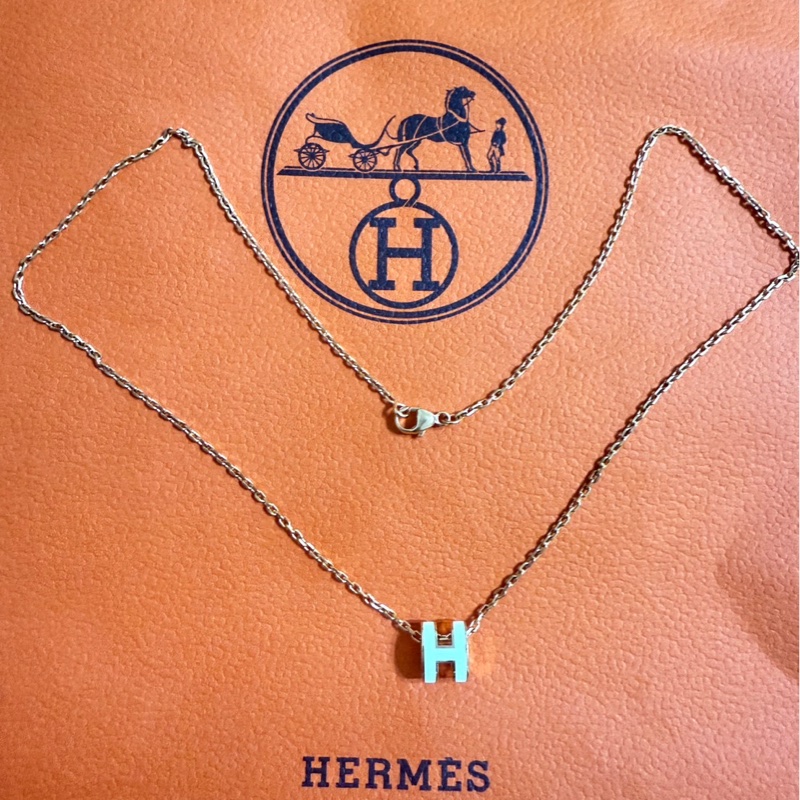 Hermes 愛馬仕 mini pop H項鍊 玫瑰金白 全新-4