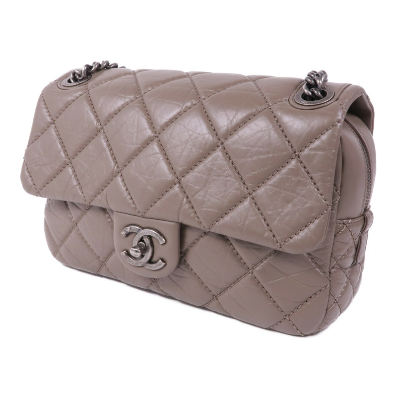 CHANEL 羊皮皮革Chain Shoulder銀扣鏈帶肩背袋-2