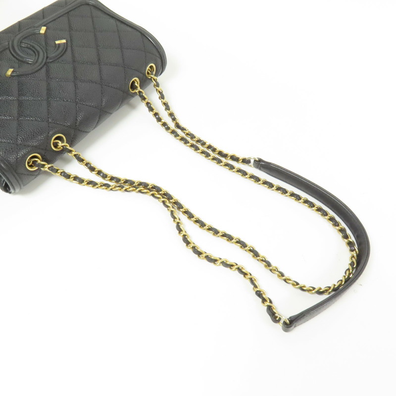 CHANEL 牛皮皮革Chain Shoulder金扣肩背袋-5