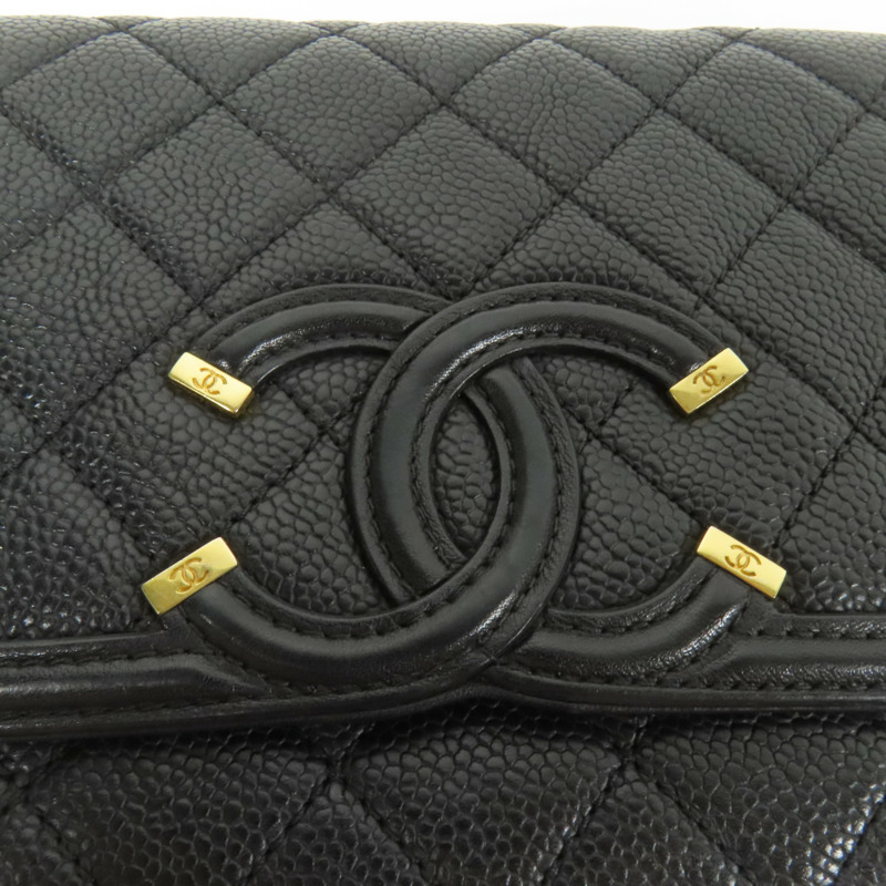 CHANEL 牛皮皮革Chain Shoulder金扣肩背袋-6