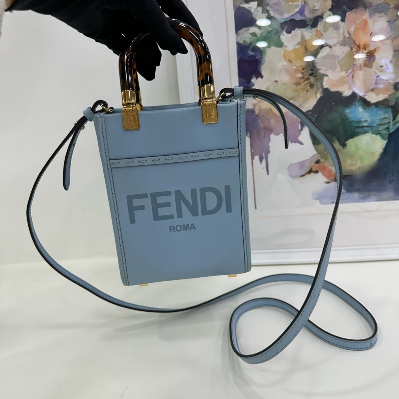 Fendi 芬迪 sunshine mini tote 淡藍色-7