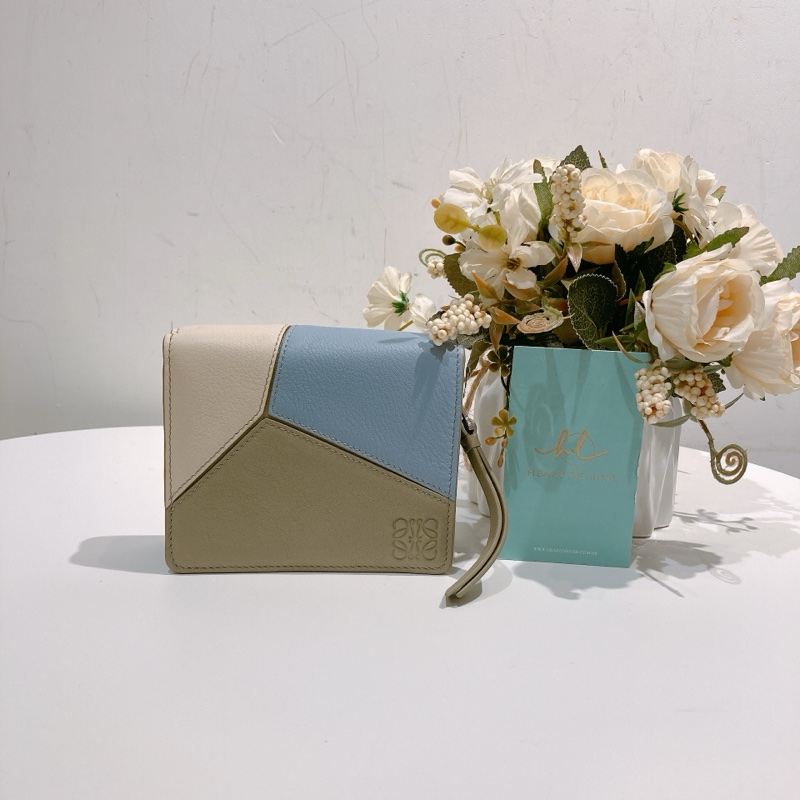 TW4451 Loewe 羅意威 拼色拉鏈散錢短錢包Compact Zip Wallet-0