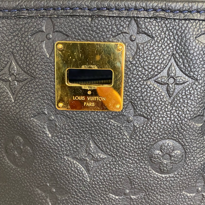 LouisVuitton 藏藍色 全皮壓紋tote包 可手提單肩-2